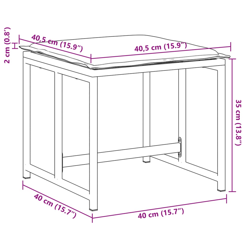 vidaXL Tabourets de jardin avec coussins lot de 4 noir acier/textilène