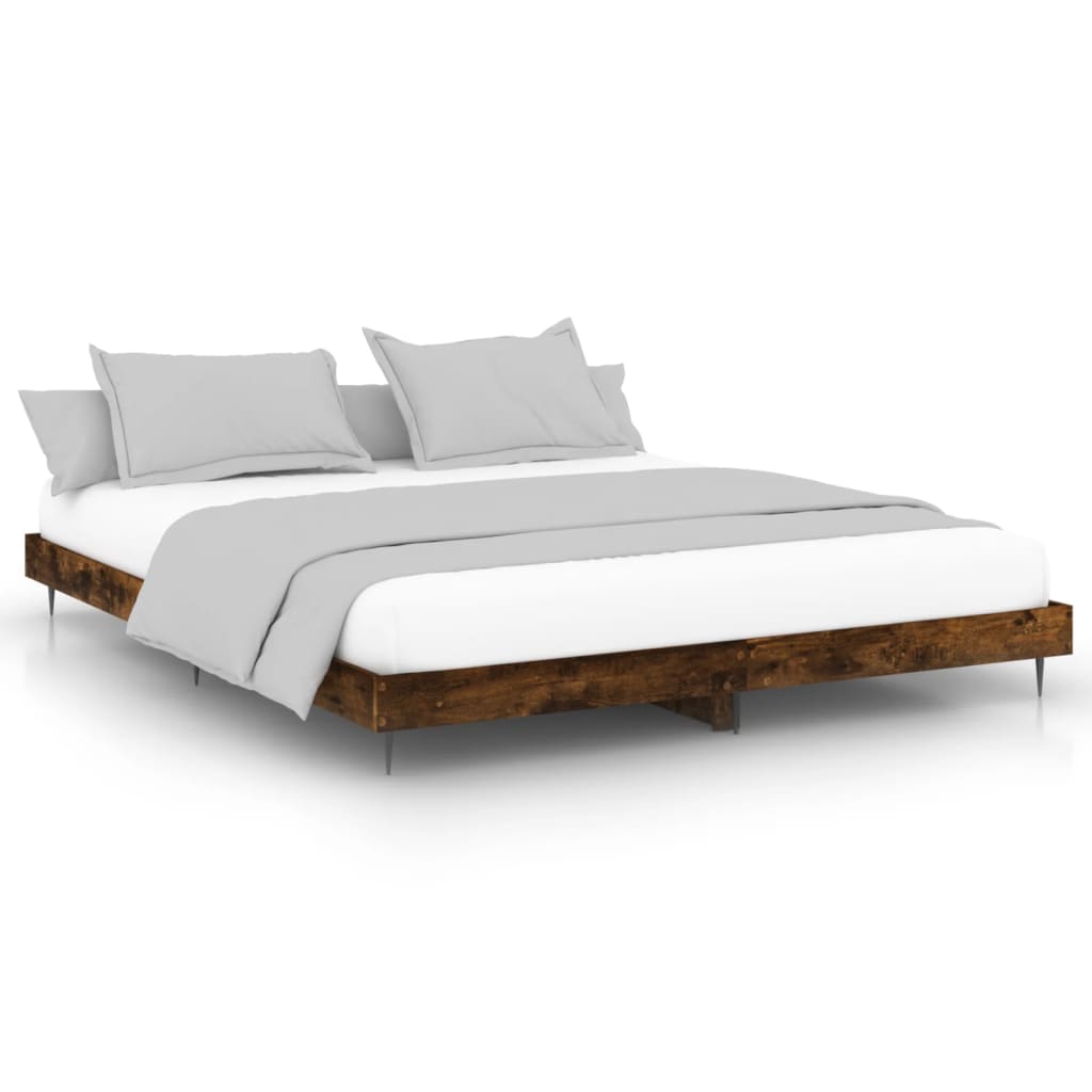 vidaXL Cadre de lit sans matelas chêne fumé 150x200 cm bois ingénierie