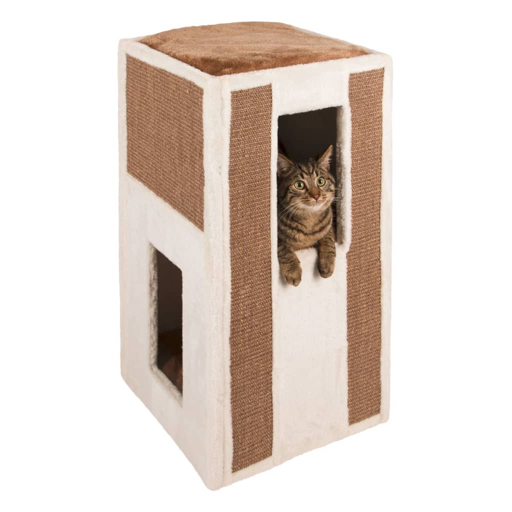 Kerbl Baril de grattage pour chats Galina 40x40x78 cm Blanc et marron