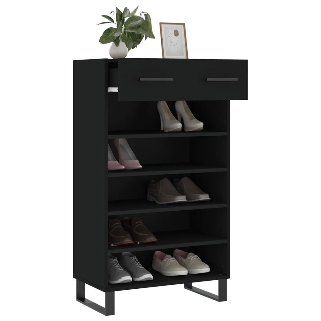 vidaXL Armoire à chaussures noir 60x35x105 cm bois d'ingénierie