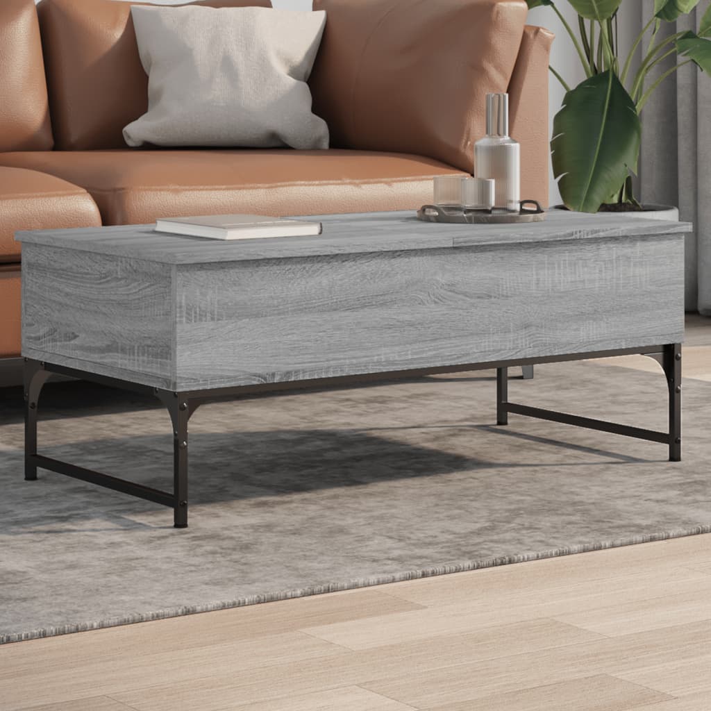 vidaXL Table basse sonoma gris 100x50x40 cm bois d'ingénierie et métal