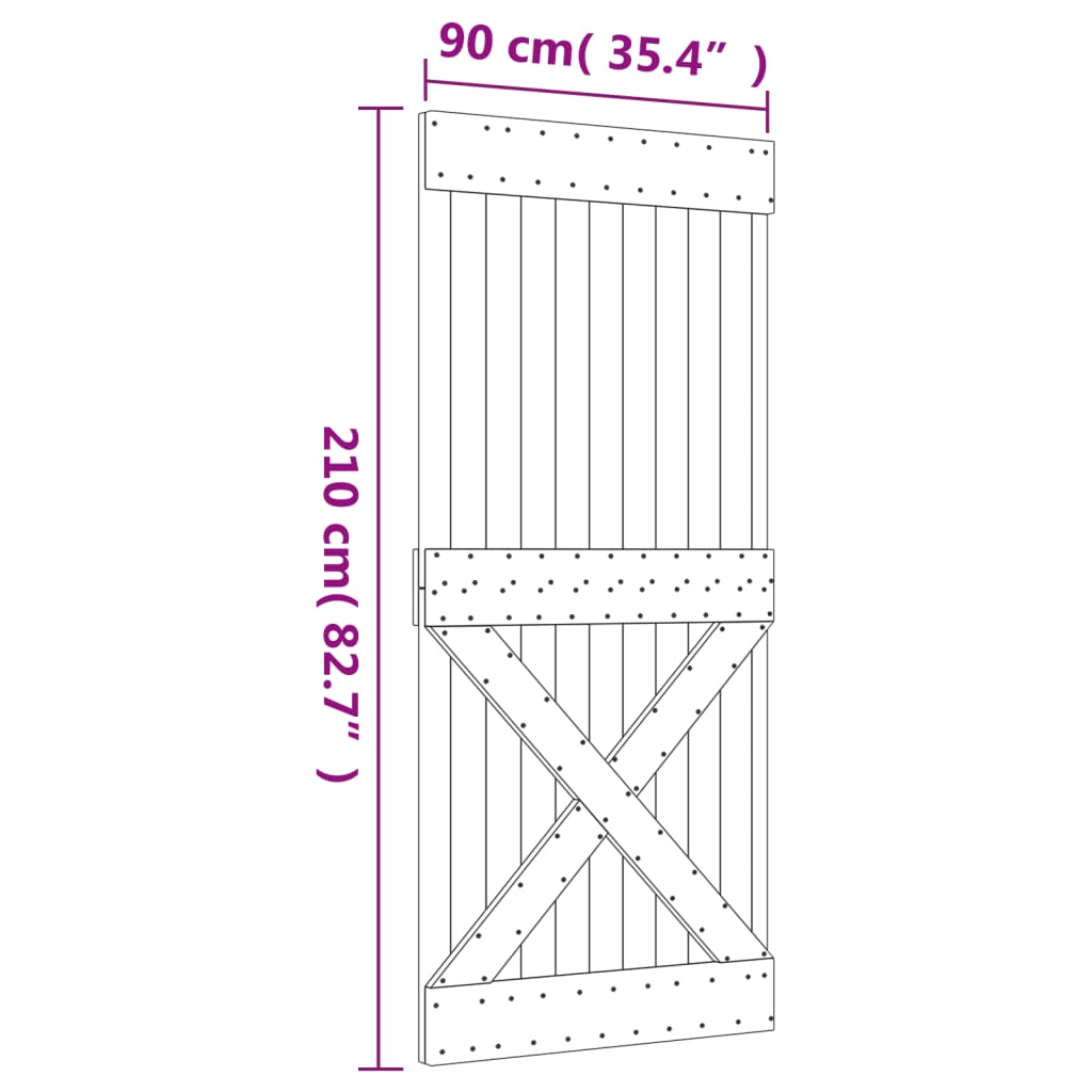 vidaXL Porte coulissante et kit de quincaillerie 90x210 cm pin massif