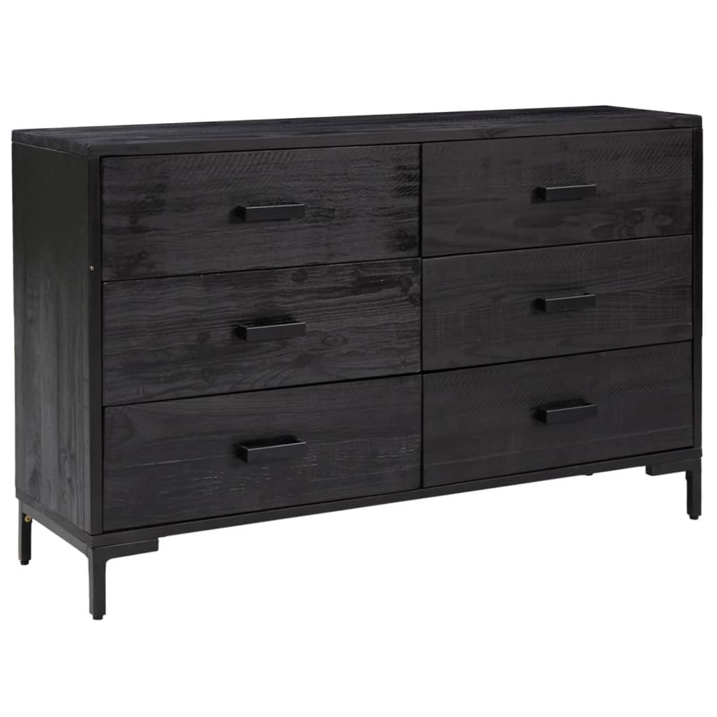 vidaXL Buffet Noir 110x35x70 cm Bois de pin massif