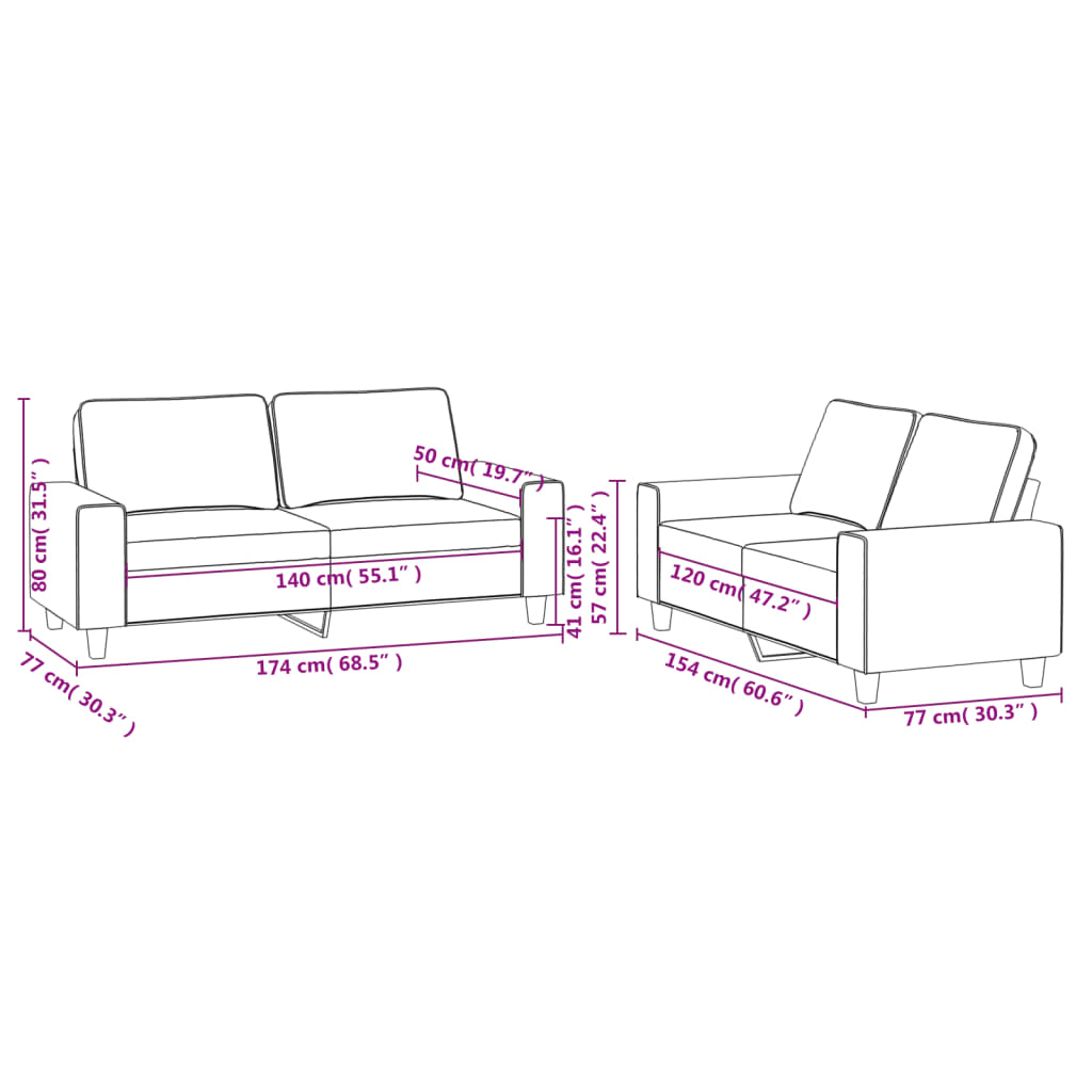 vidaXL Ensemble de canapés 2 pcs taupe tissu