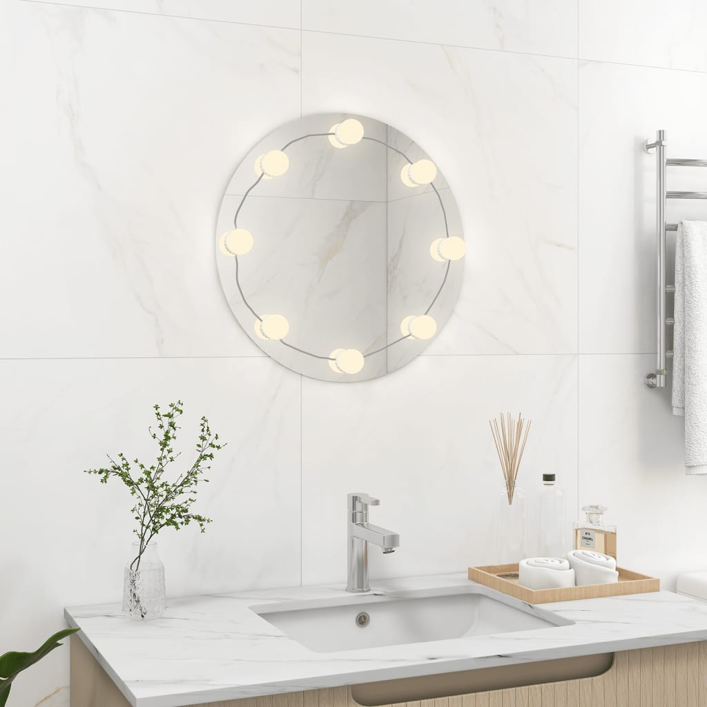 vidaXL Miroir mural avec lampes LED Rond Verre