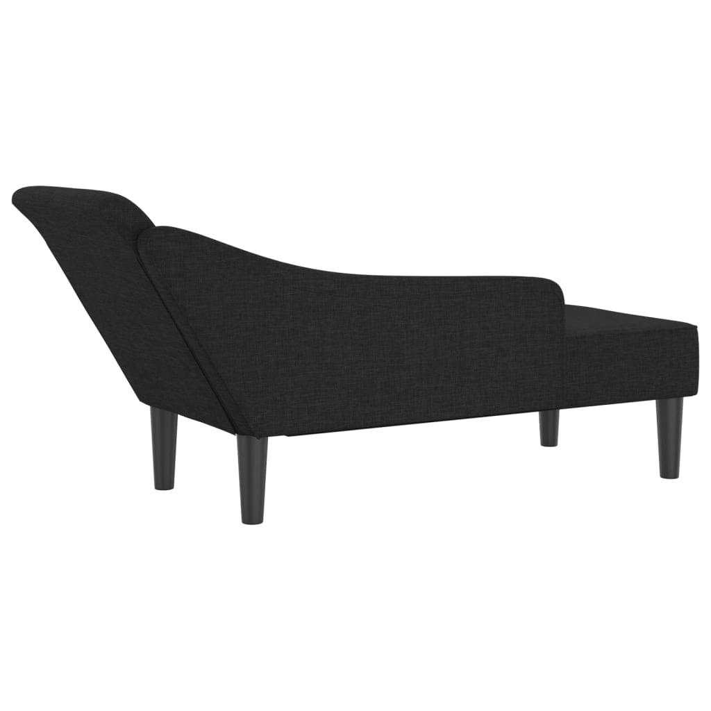 vidaXL Chaise longue avec coussins noir tissu