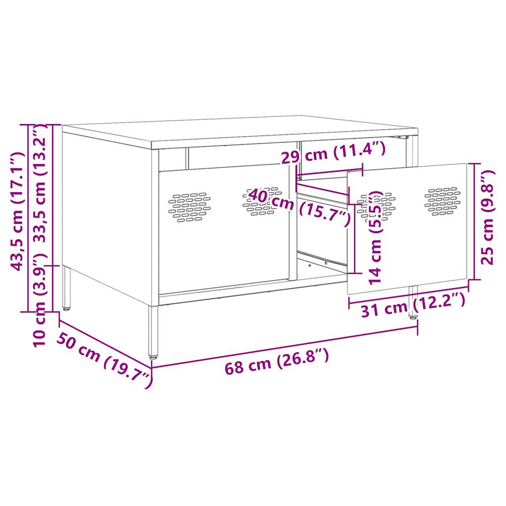 vidaXL Meuble TV blanc 68x50x43,5 cm acier laminé à froid