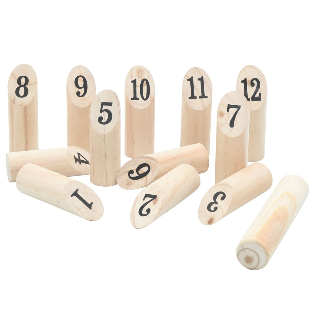 vidaXL Ensemble de jeu Number Kubb 13 pcs sac de transport pin massif