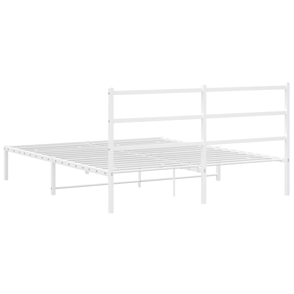 vidaXL Cadre de lit métal sans matelas et tête de lit blanc 150x200 cm