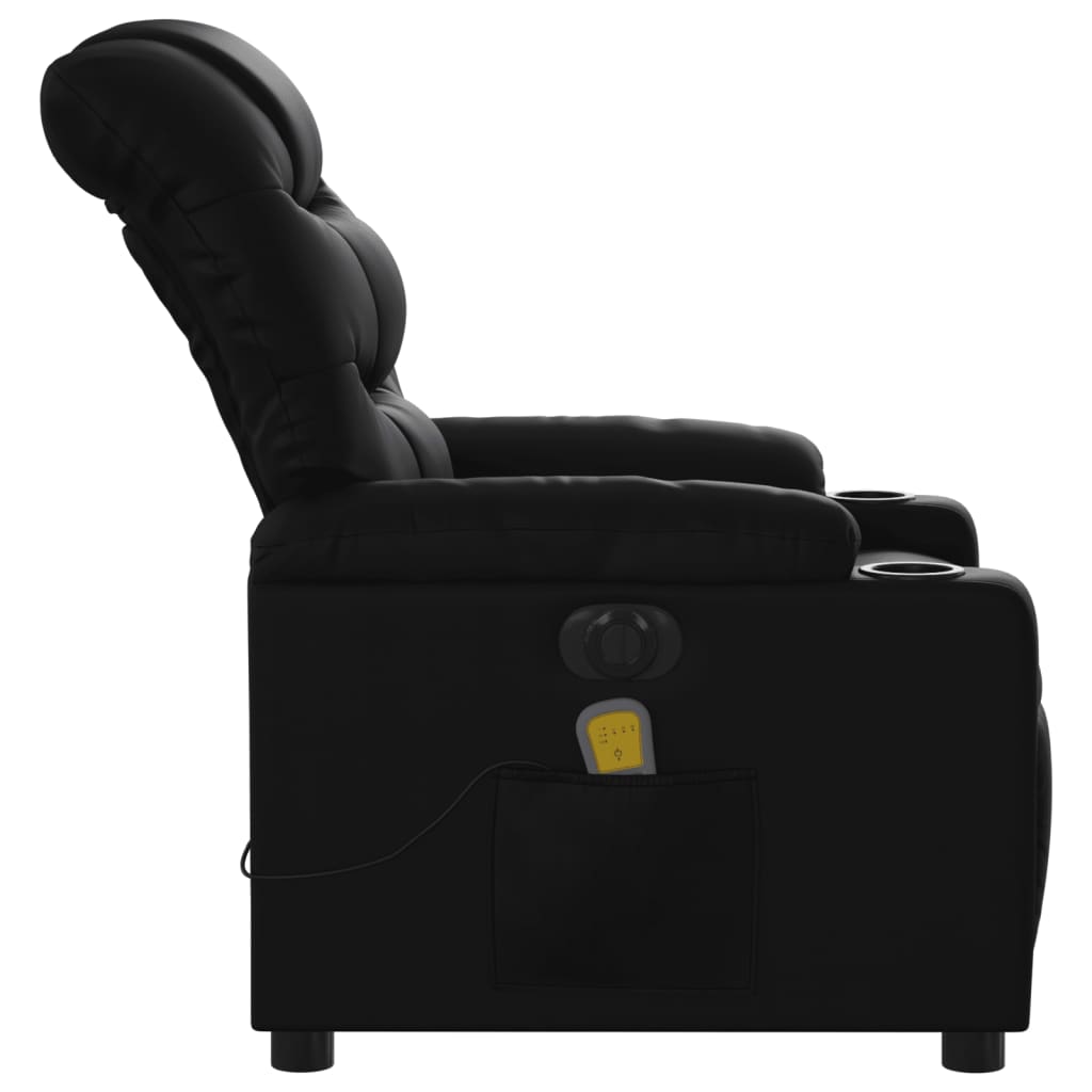 vidaXL Fauteuil de massage inclinable électrique noir similicuir