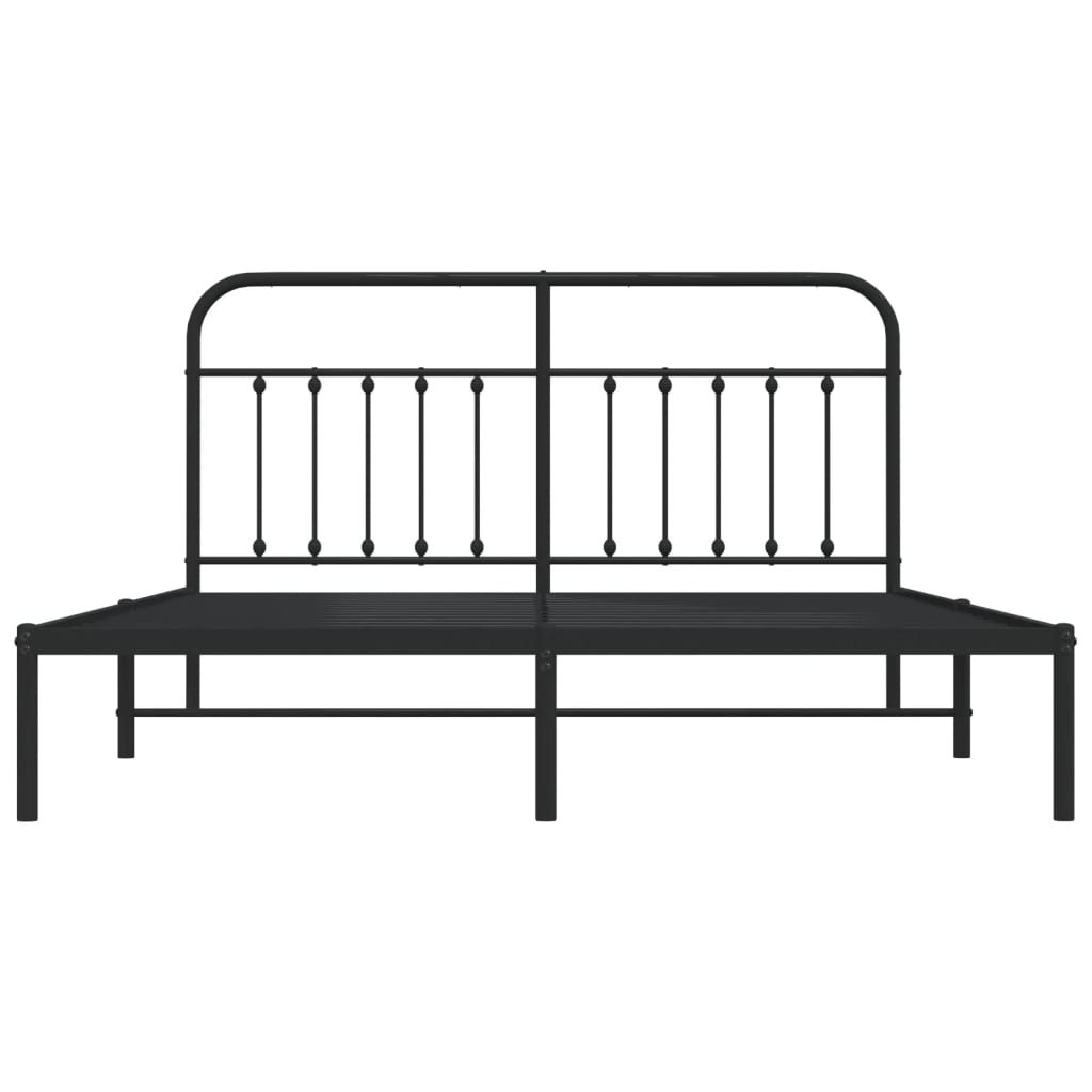 vidaXL Cadre de lit métal sans matelas avec tête de lit noir 183x213cm