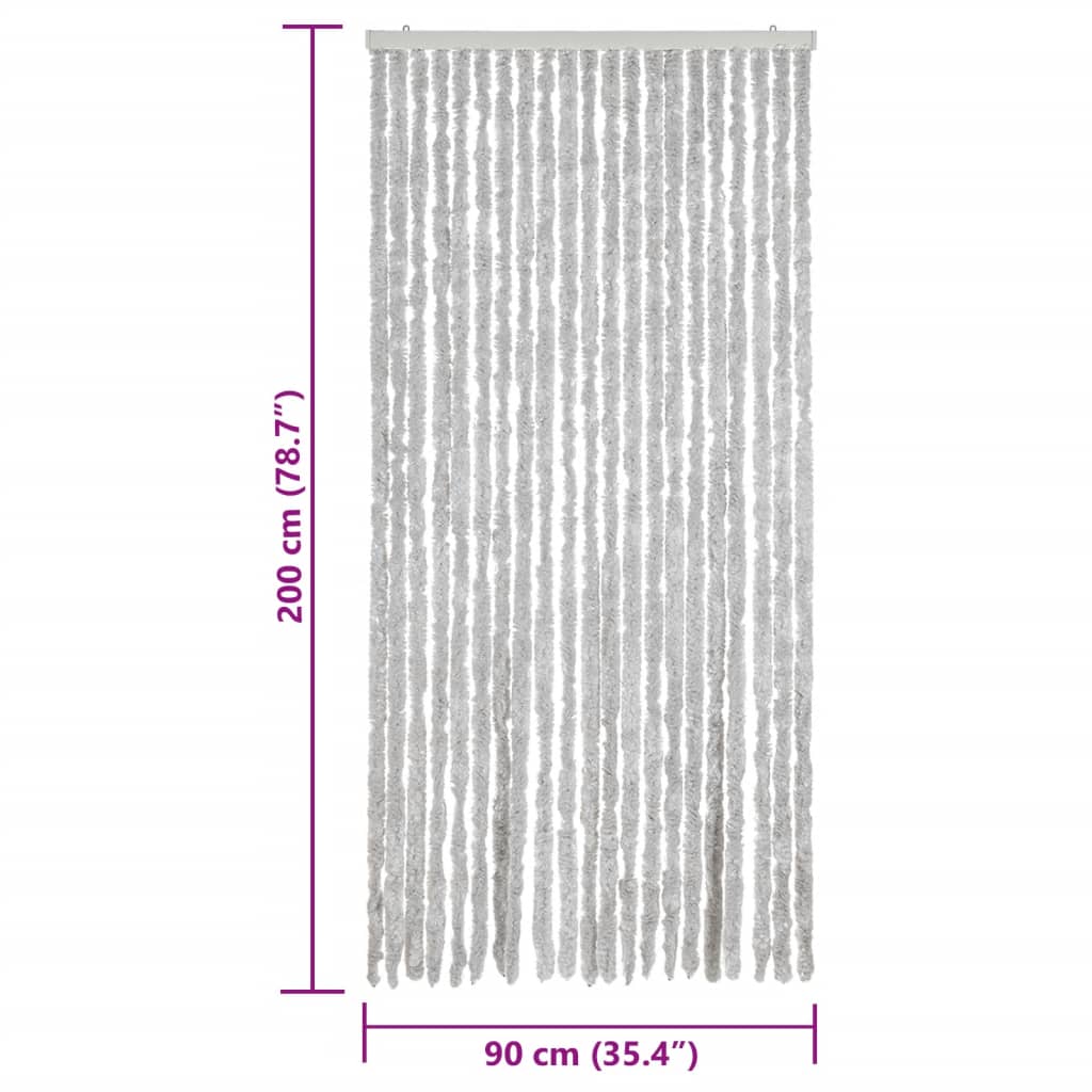 vidaXL Rideau anti-mouches gris 90x200 cm chenille