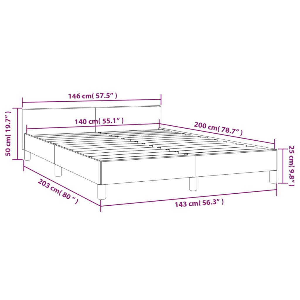 vidaXL Cadre de lit sans matelas gris foncé 140x200 cm tissu