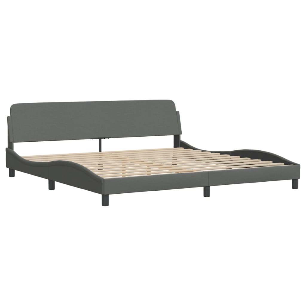 vidaXL Lit avec matelas gris foncé 200x200 cm tissu