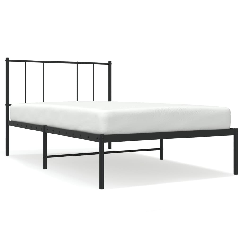 vidaXL Cadre de lit métal sans matelas avec tête de lit noir 90x190 cm