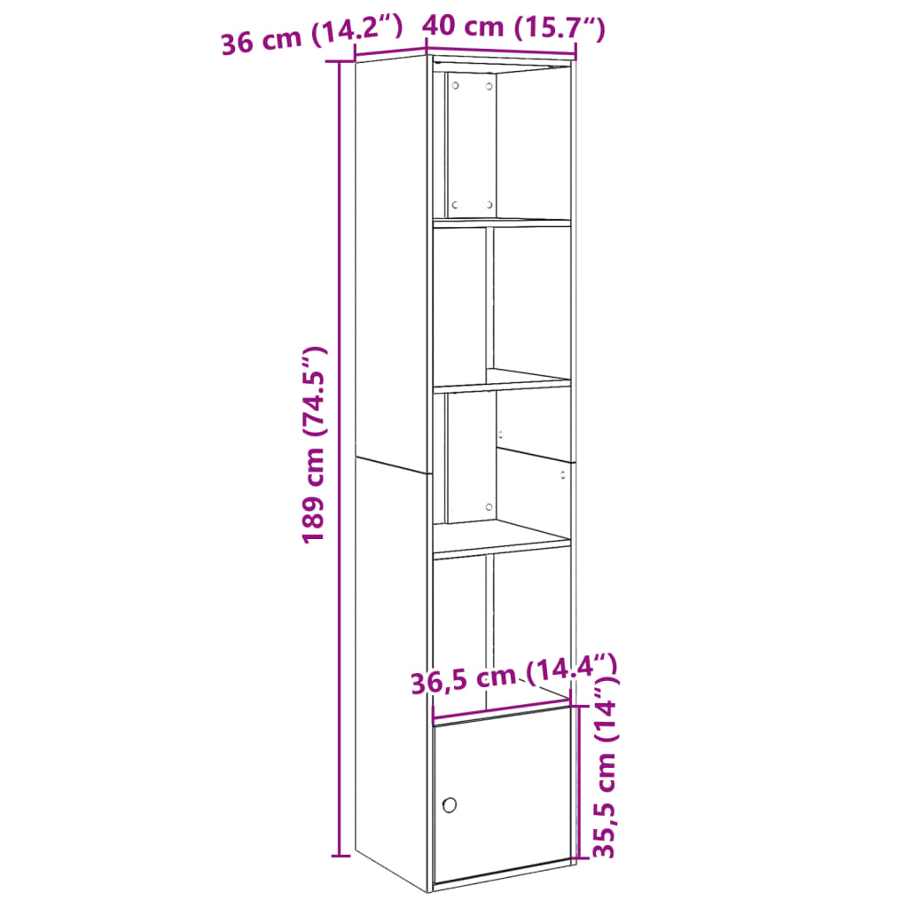 vidaXL Bibliothèque chêne fumé 40x36x189 cm bois d'ingénierie