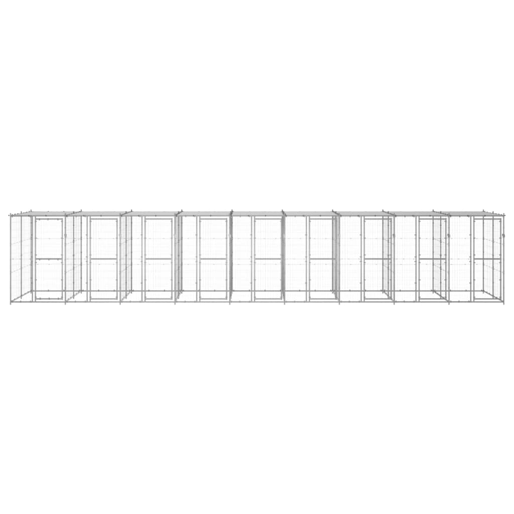 vidaXL Chenil extérieur Acier galvanisé avec toit 21,78 m²