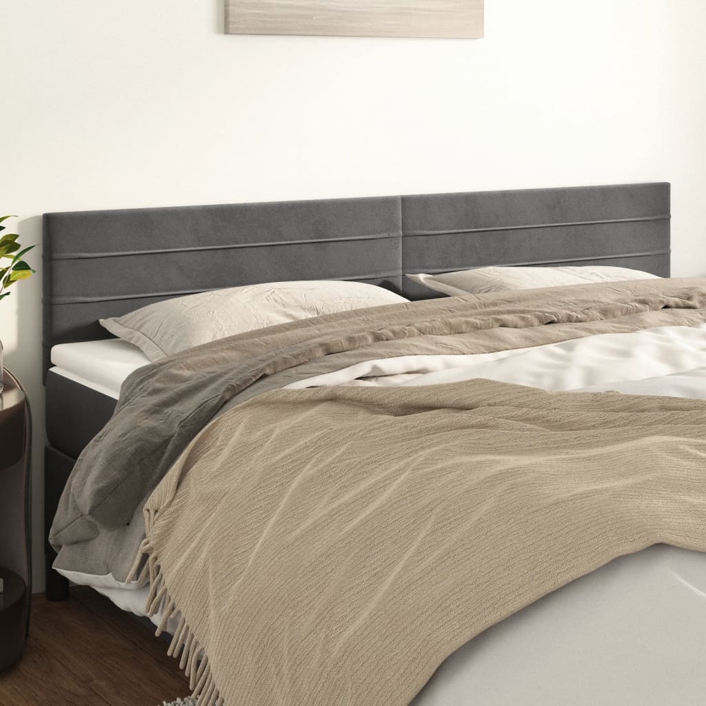 vidaXL Têtes de lit 2 pcs Gris foncé 90x5x78/88 cm Velours