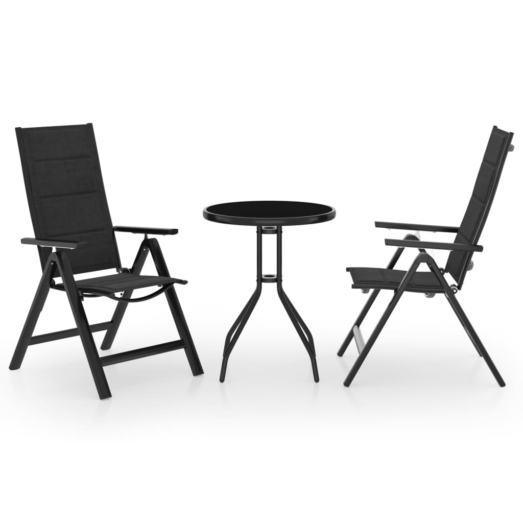 vidaXL Mobilier de bistro 3 pcs Noir et anthracite