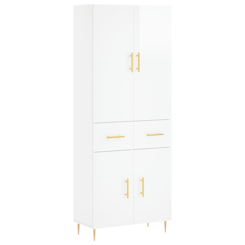 vidaXL Buffet haut Blanc brillant 69,5x34x180 cm Bois d'ingénierie