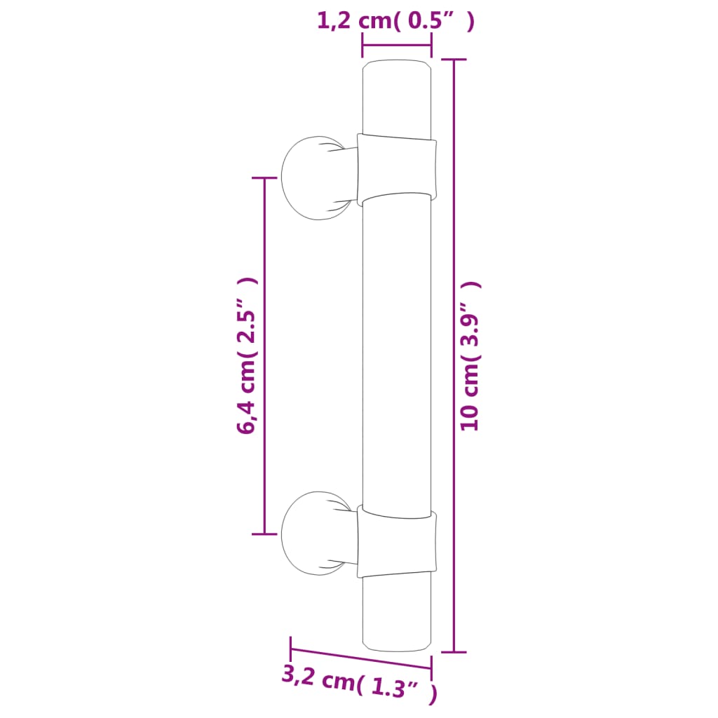 vidaXL Poignées d'armoire 10 pcs bronze 64 mm acier inoxydable