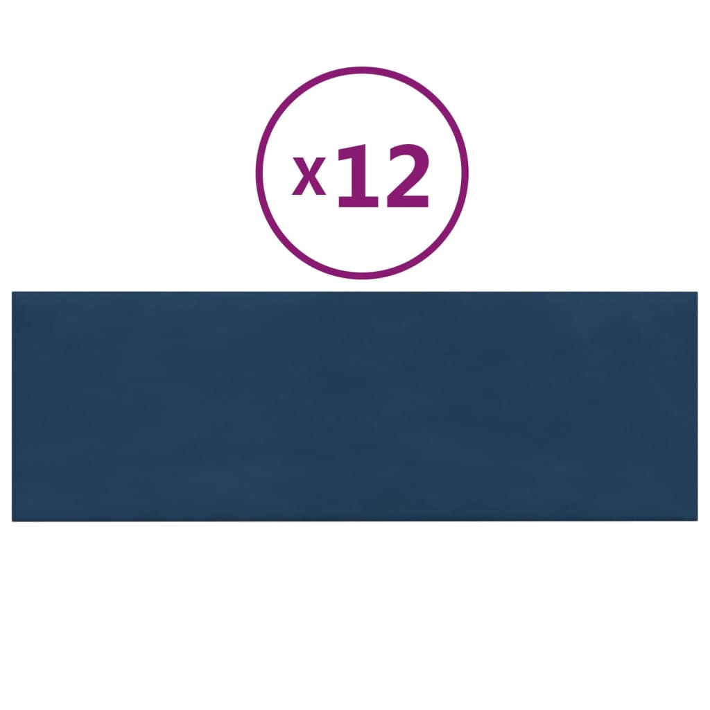 vidaXL Panneaux muraux 12 pcs Bleu 90x30 cm Velours 3,24 m²