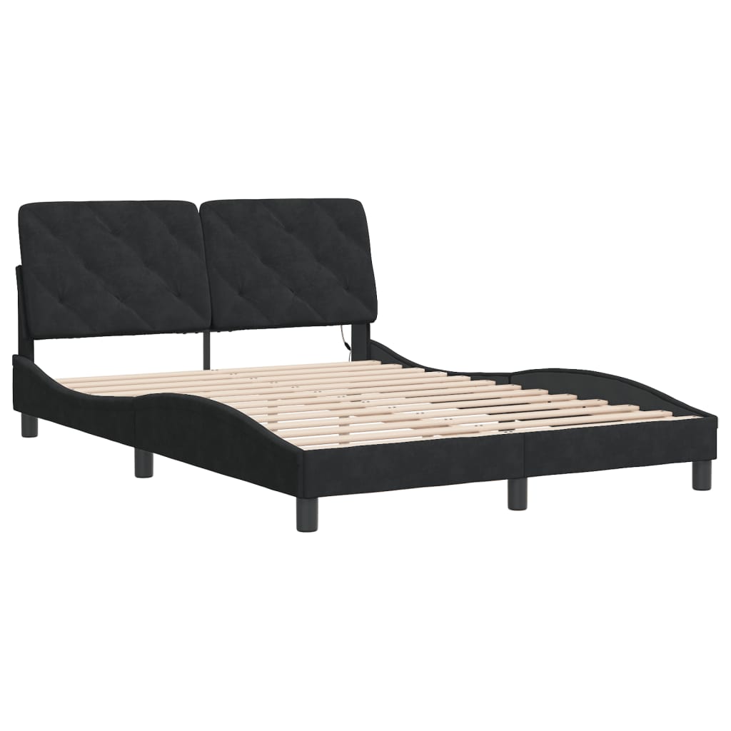 vidaXL Cadre de lit avec LED sans matelas noir 140x190 cm velours