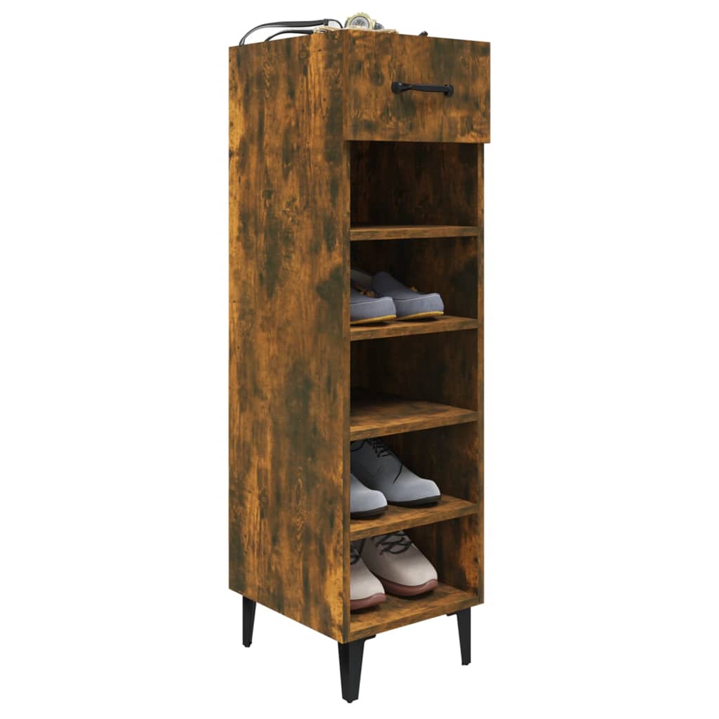 vidaXL Meuble à chaussures Chêne fumé 30x35x105 cm Bois d'ingénierie