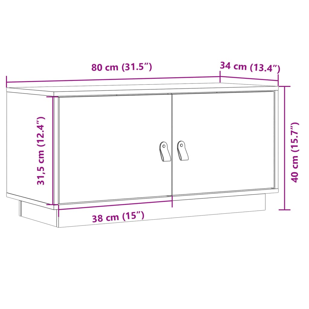 vidaXL Meuble TV Gris 80x34x40 cm Bois de pin massif