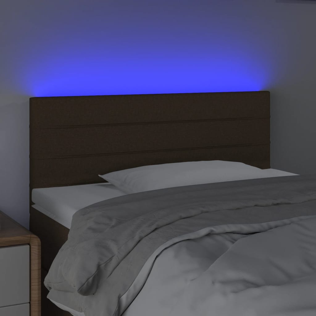 vidaXL Tête de lit à LED Marron Foncé 100x5x78/88 cm Tissu