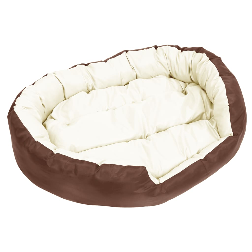 vidaXL Coussin réversible lavable de chien Marron et crème 110x80x23cm