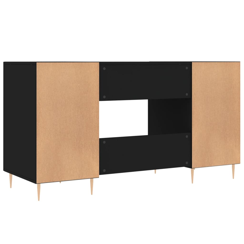 vidaXL Bureau noir 140x50x75 cm bois d'ingénierie