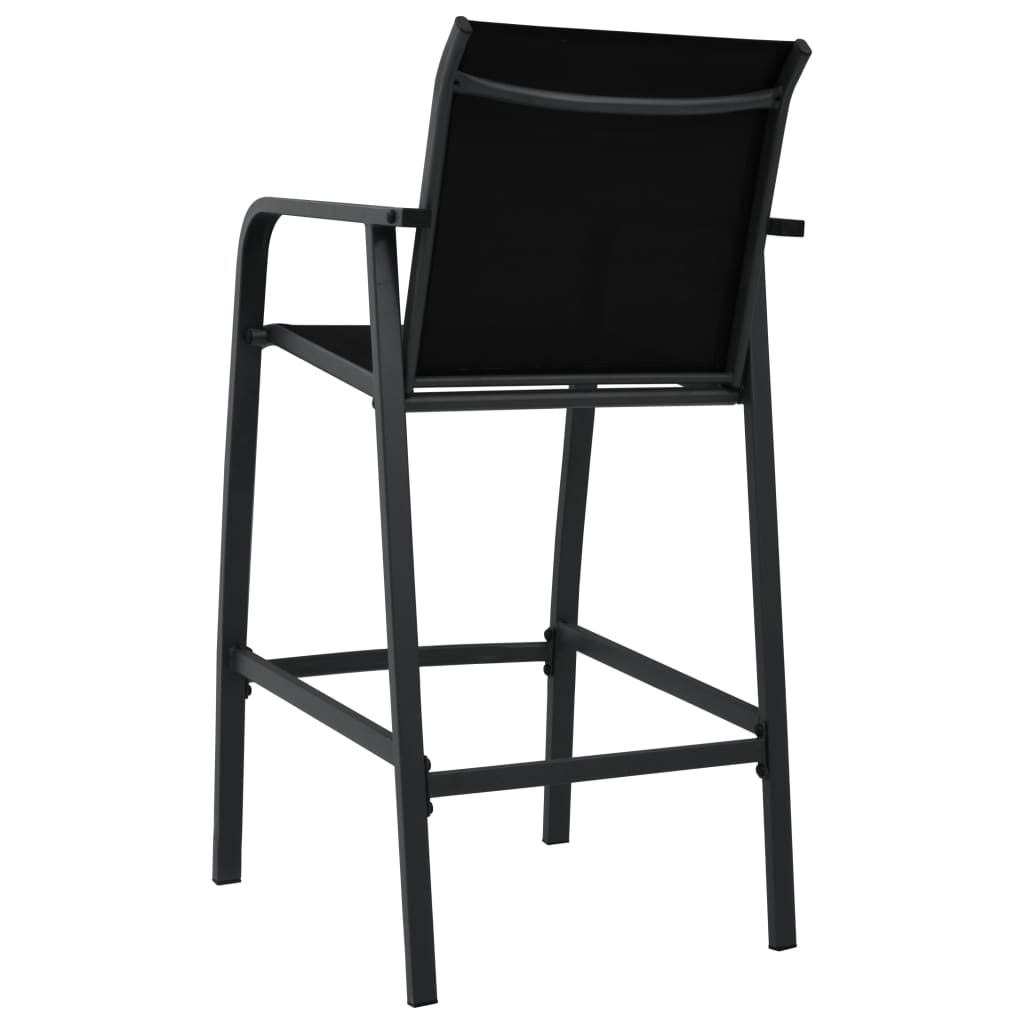 vidaXL Chaises de bar de jardin 4 pcs Noir Textilène