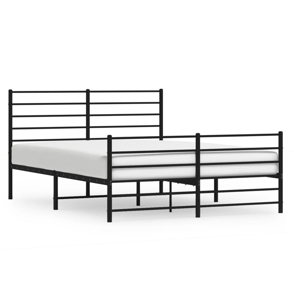 vidaXL Cadre de lit métal sans matelas avec pied de lit noir 140x190cm