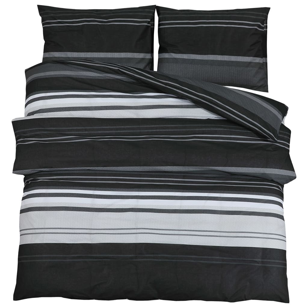 vidaXL Ensemble de housse de couette noir et blanc 220x240 cm Coton