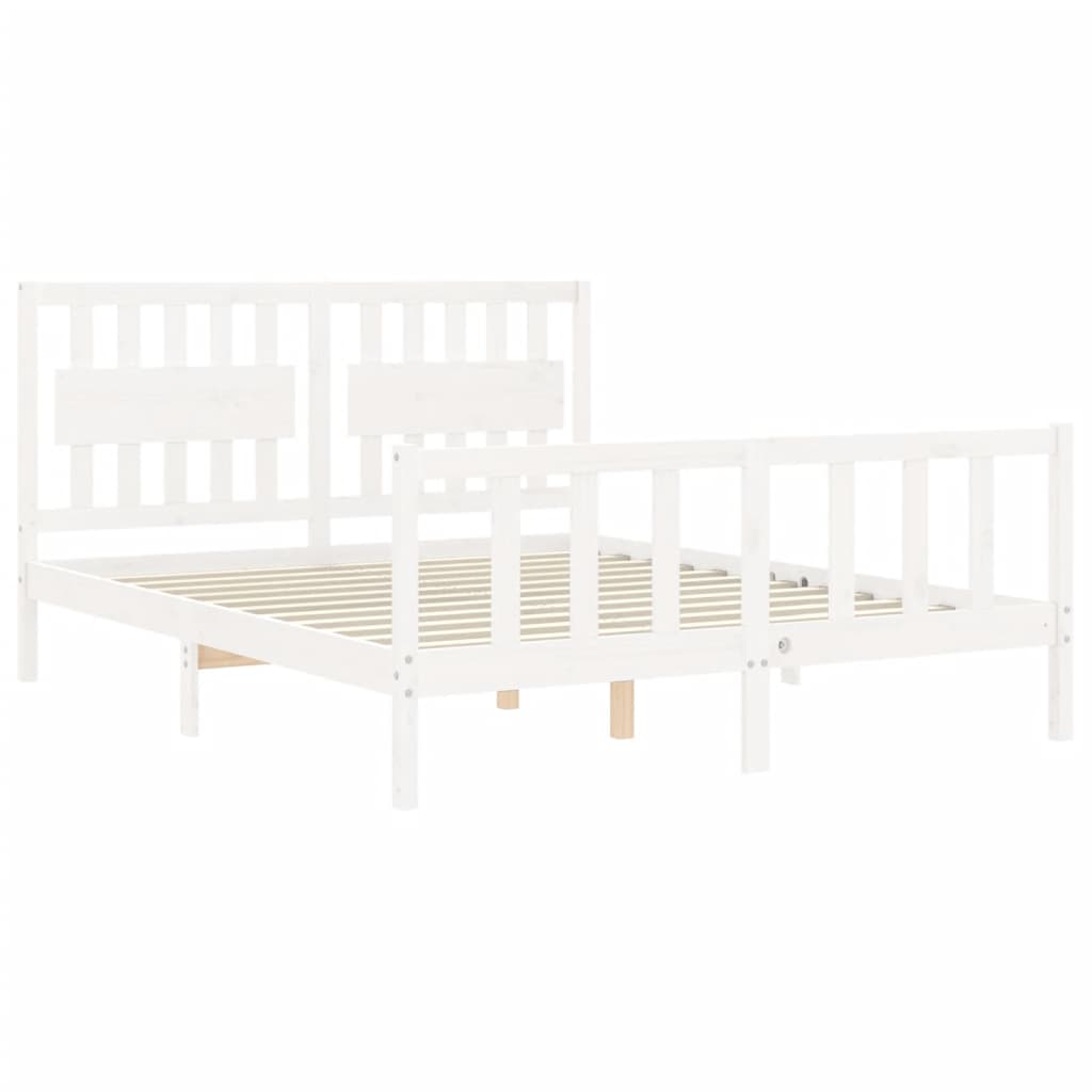 vidaXL Cadre de lit sans matelas blanc bois de pin massif