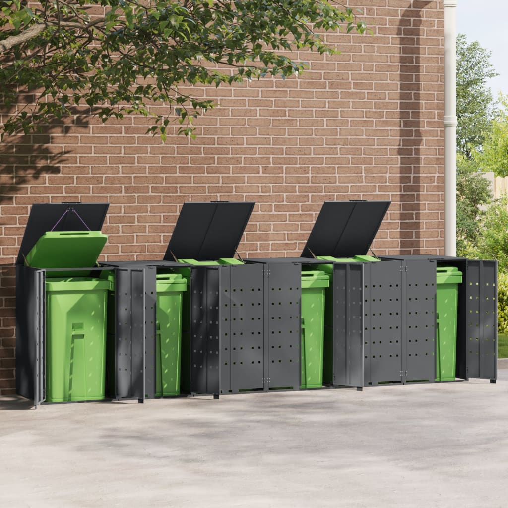 vidaXL Rangement à roulettes pour poubelles pour 6 bacs anthracite