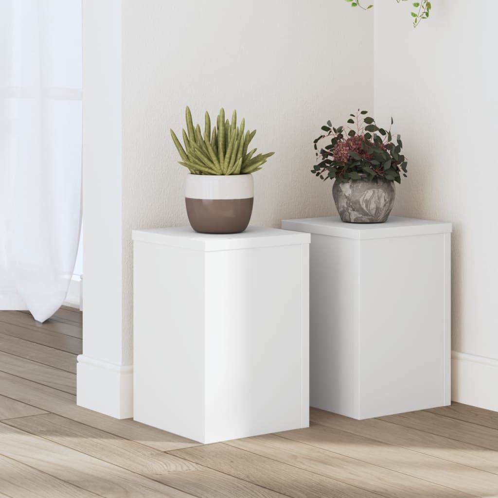 vidaXL Supports pour plantes 2 pcs blanc 20x20x30 cm bois d'ingénierie