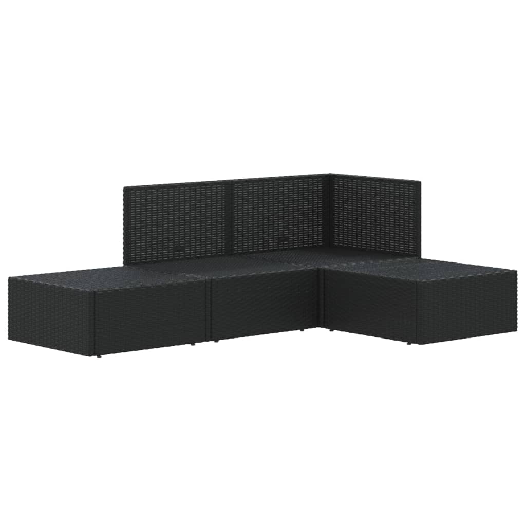 vidaXL Salon de jardin 4 pcs avec coussins Noir Résine tressée