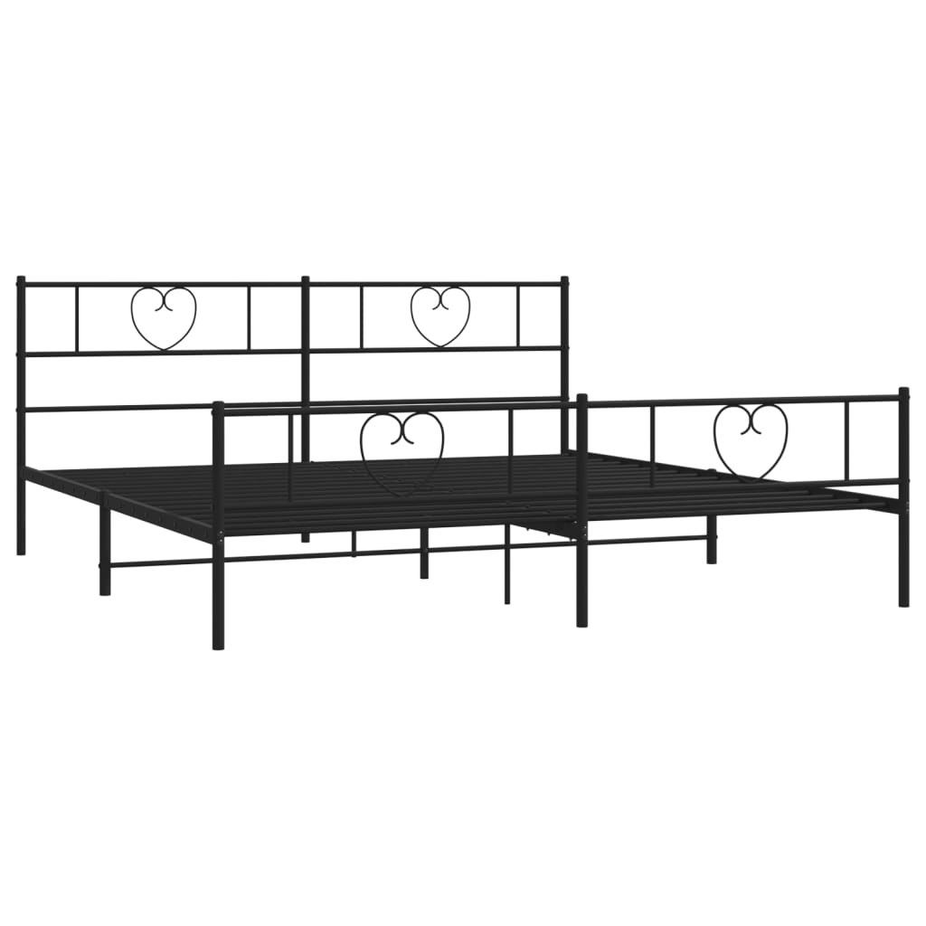 vidaXL Cadre de lit métal sans matelas avec pied de lit noir 180x200cm