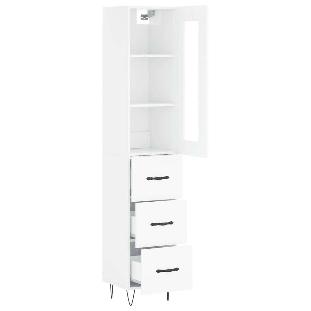 vidaXL Buffet haut Blanc brillant 34,5x34x180 cm Bois d'ingénierie