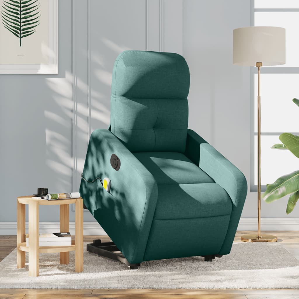 vidaXL Fauteuil inclinable de massage électrique Vert foncé Tissu