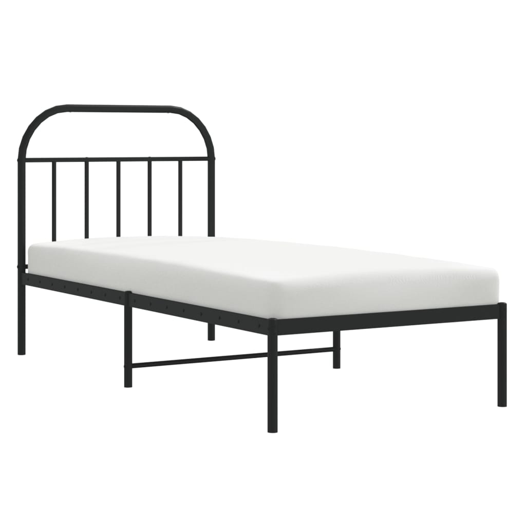 vidaXL Cadre de lit métal sans matelas avec tête de lit noir 90x190 cm