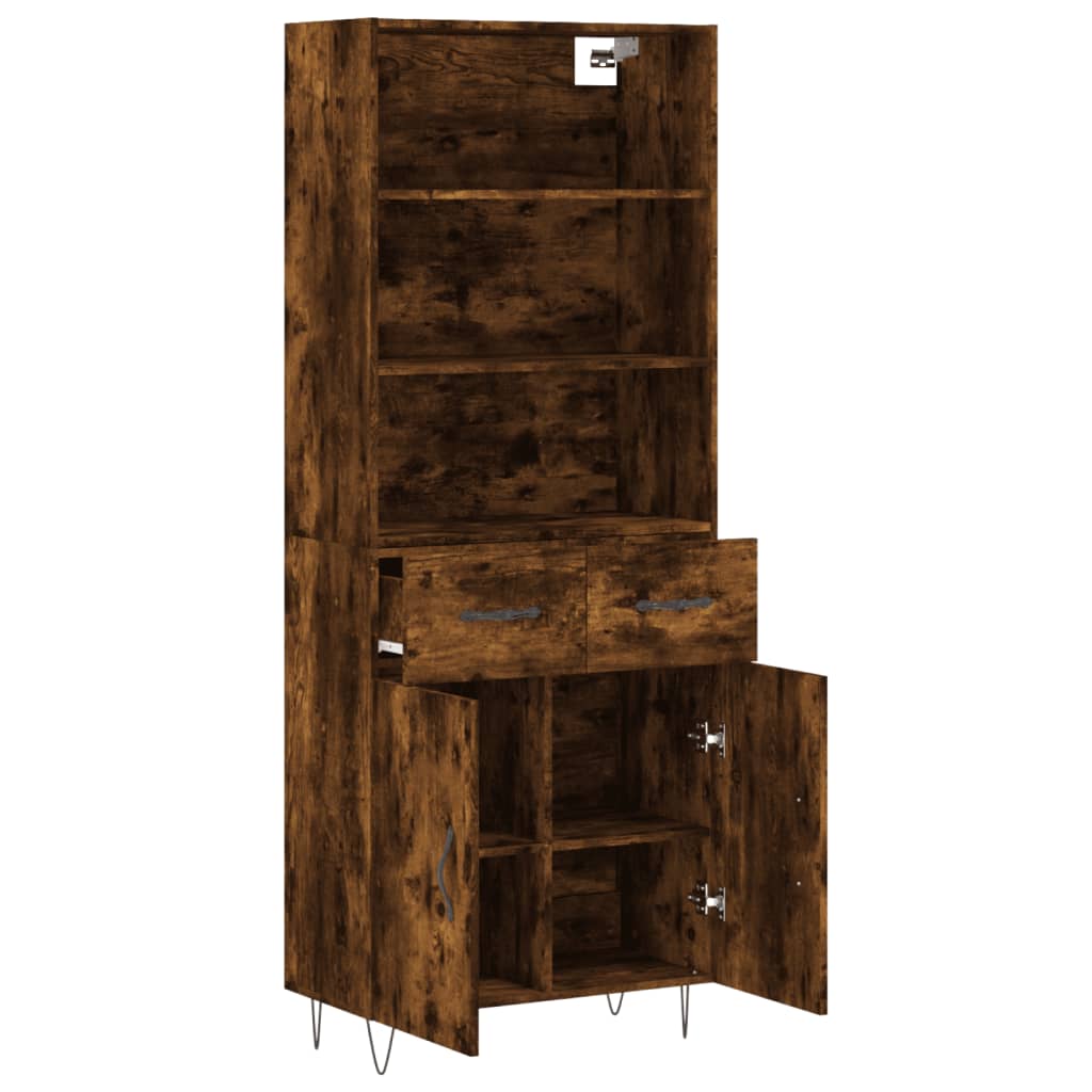 vidaXL Buffet haut Chêne fumé 69,5x34x180 cm Bois d'ingénierie