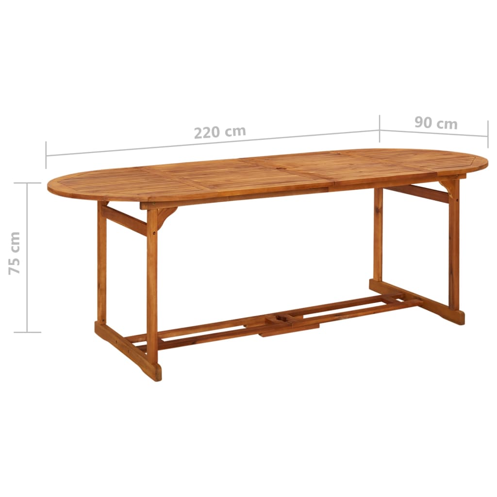 vidaXL Ensemble à manger de jardin 11 pcs 220x90x75 cm bois d'acacia