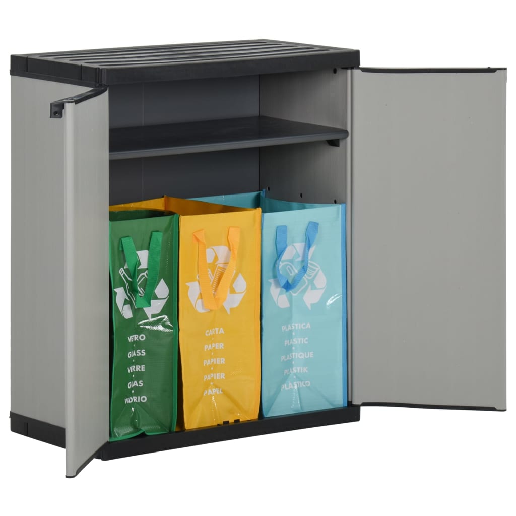 vidaXL Armoire à déchets de jardin Gris et noir 68x40x85 cm PP