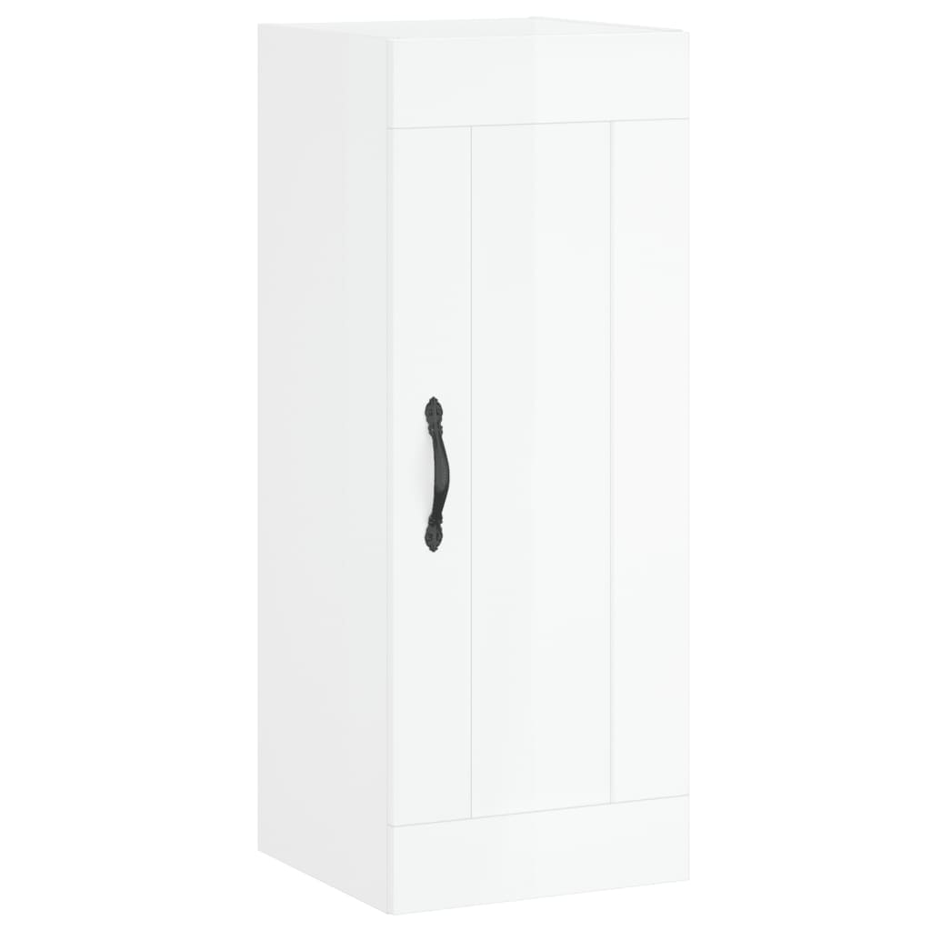 vidaXL Armoire murale blanc brillant 34,5x34x90 cm bois d'ingénierie