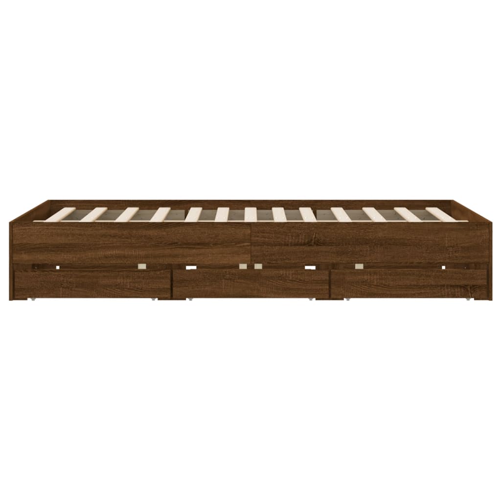 vidaXL Cadre de lit avec tiroirs sans matelas chêne marron 140x190 cm