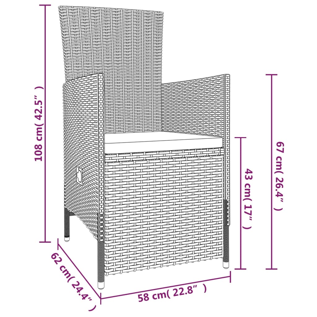 vidaXL Ensemble à manger de jardin avec coussins 9 pcs Beige