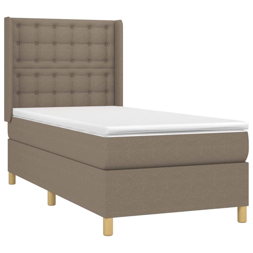 vidaXL Sommier à lattes de lit avec matelas Taupe 90x190 cm Tissu